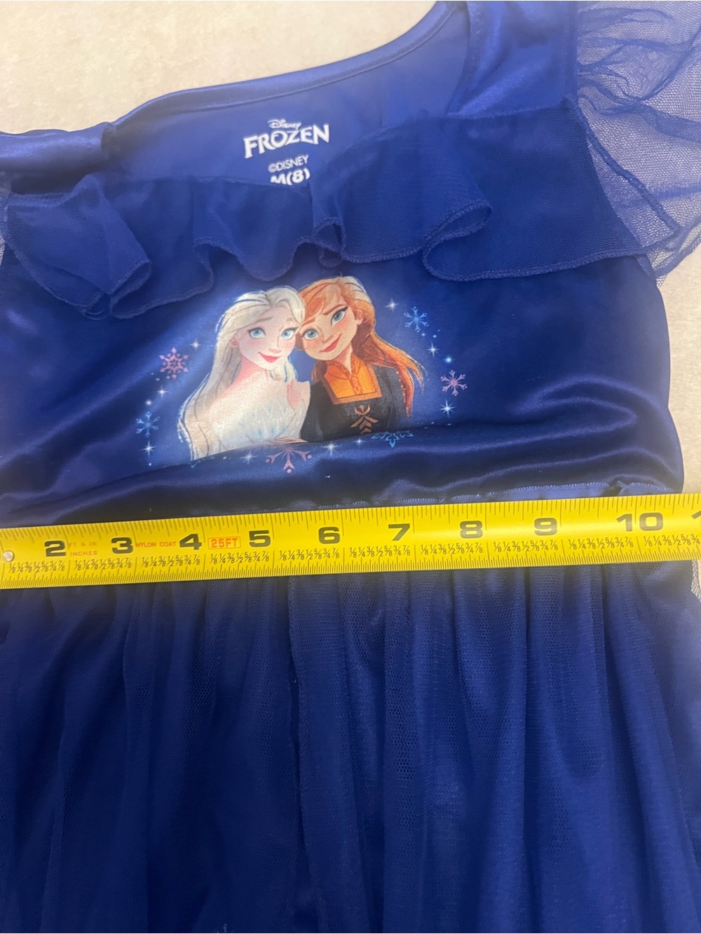 Disney Frozen Girls Elsa & Anna Blue Princess Dress Or nightgown Size M (8) - Picture 5 of 10